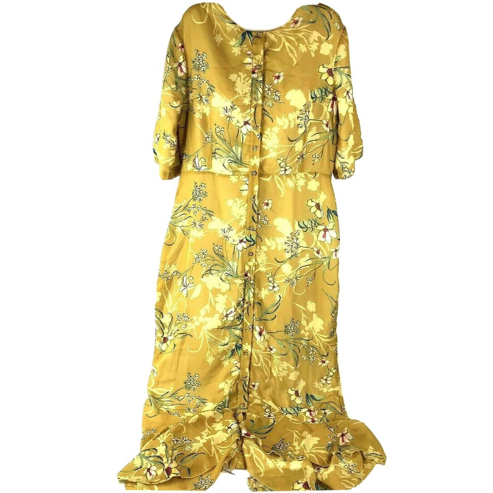 ANNAH HARIRI Dress Floral Long Modest Size 10 semi sheer lined flowers